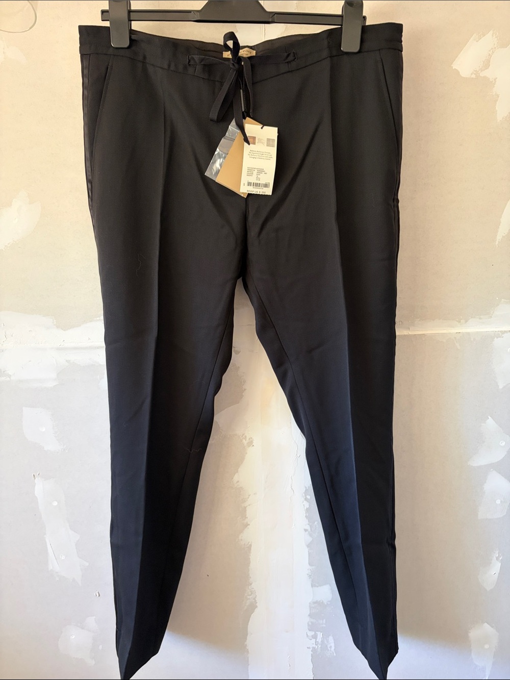 NWT Burberry Stockport Black Women's Tailored Drawstring Trousers size 12